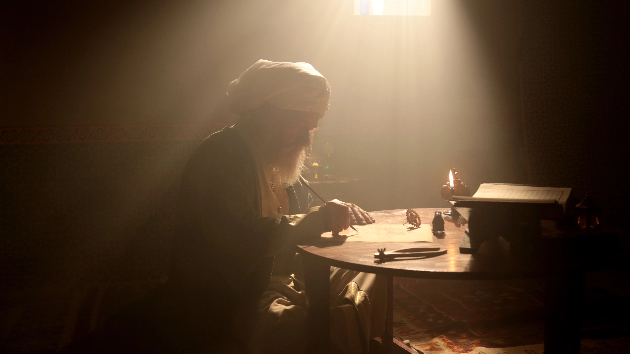 Old Islamic Scientist is Reading Writing and Exploring